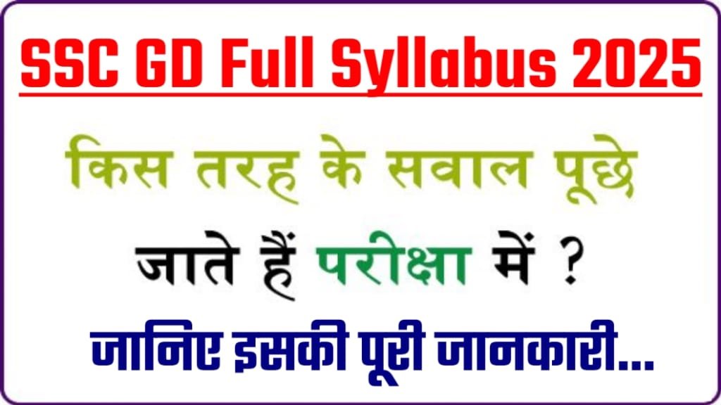 SSC GD Constable Syllabus 2025 in Hindi, SSC GD कांस्टेबल भर्ती परीक्षा के सिलेबस, SSC GD Exam Age Limit 2025, SSC GD Exam Qualification 2025